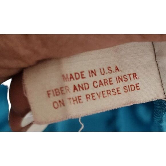 Vintage 70s Long Satin Lace Trim Night Gown Women Size S Turquoise Blue Nylon - Picture 7 of 7